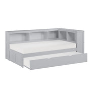 B2063BC-1BCR* (4) Twin Bookcase Corner Platform Bed with Twin Trundle - B2063BC-1BCR*