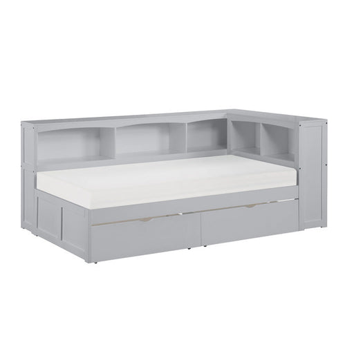 B2063BC-1BCT* (4) Twin Bookcase Corner Platform Bed with Storage Boxes - B2063BC-1BCT*