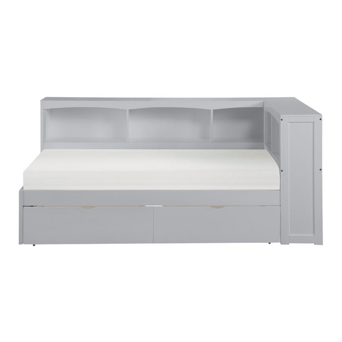B2063BC-1BCT* (4) Twin Bookcase Corner Platform Bed with Storage Boxes - B2063BC-1BCT*
