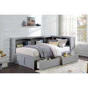 B2063BC-1BCT* (4) Twin Bookcase Corner Platform Bed with Storage Boxes - B2063BC-1BCT*