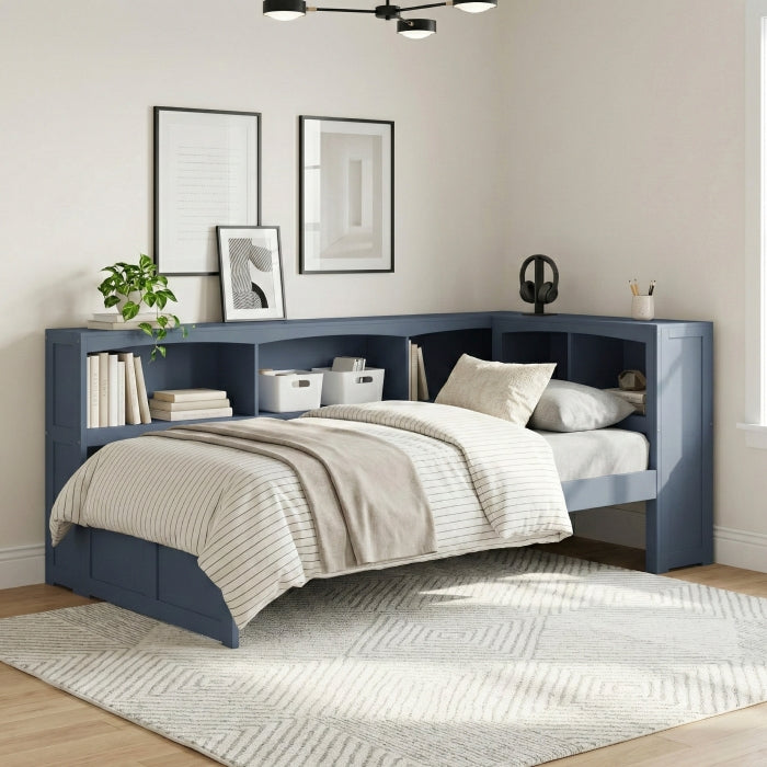 B2083BUBC-1BC* (3) Twin Bookcase Corner Platform Bed - B2083BUBC-1BC*