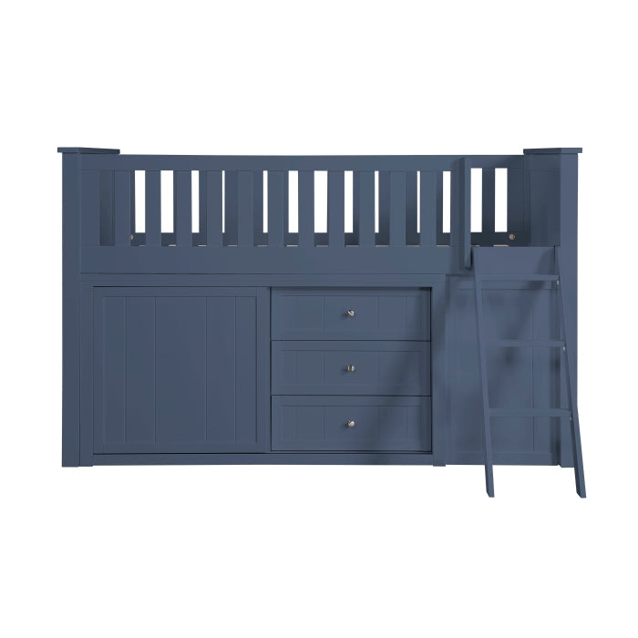 B2083BULL-1*BC2DR (6) Low Loft Bunk with Bookcase and 2 Dressers - B2083BULL-1*BC2DR