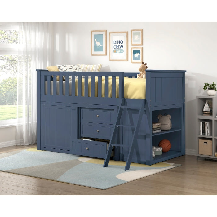 B2083BULL-1*BCDR (5) Low Loft Bunk with Bookcase and Dresser - B2083BULL-1*BCDR