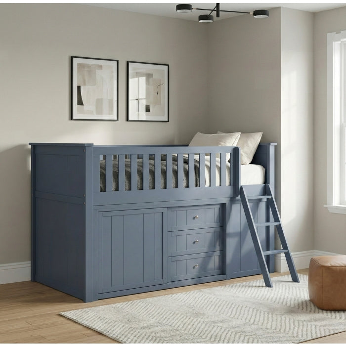 B2083BULL-1*BCDR (5) Low Loft Bunk with Bookcase and Dresser - B2083BULL-1*BCDR