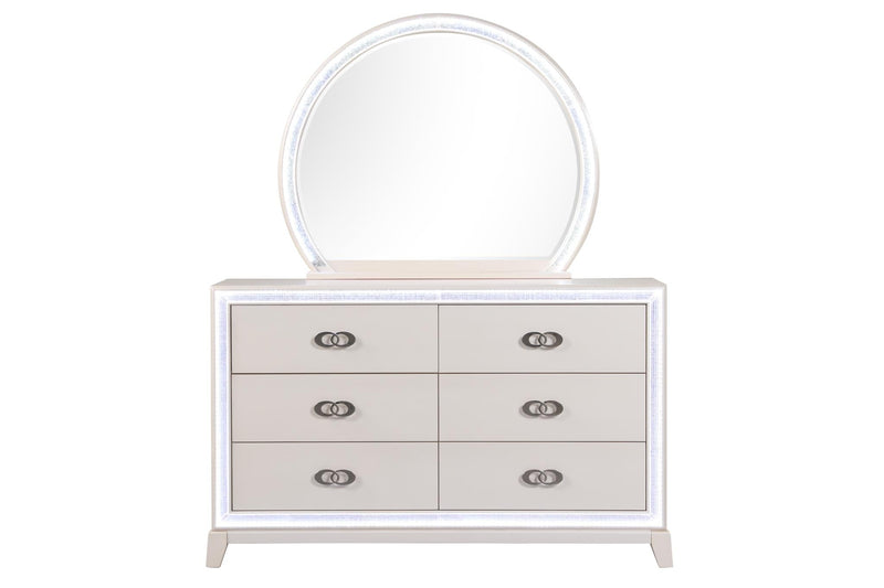 [B271-KDM] Santana - BDM (King) King, Wood, Cream With : LED Light Each - B271-KDM