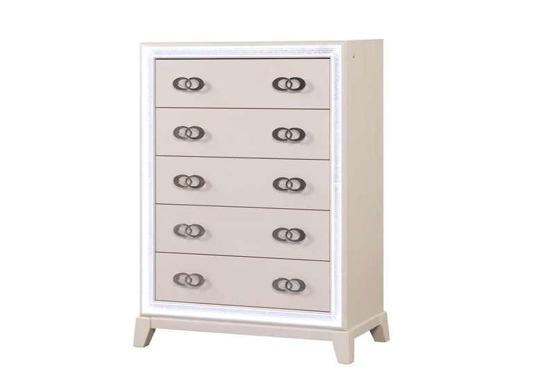 [B271-KDM] Santana - BDM (King) King, Wood, Cream With : LED Light Each - B271-KDM