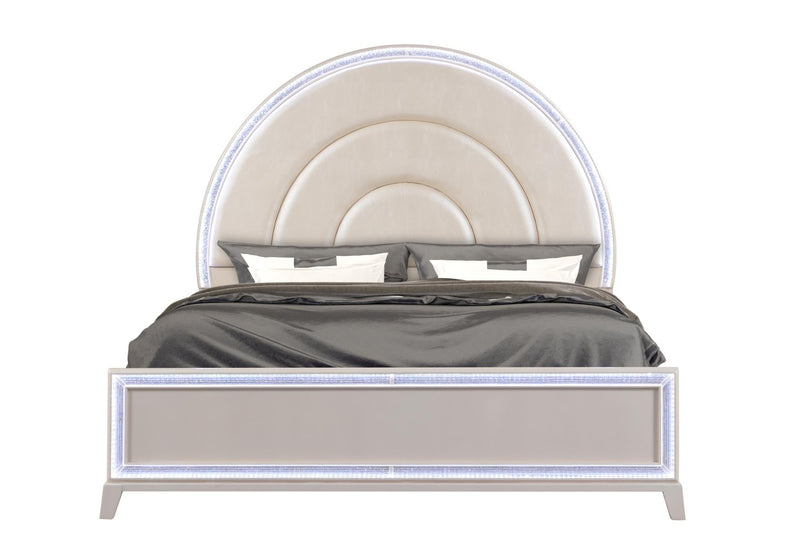 [B271-QDMCN] Santana - BDMCN (Queen) Queen, Wood, Cream With : LED Light Each - B271-QDMCN