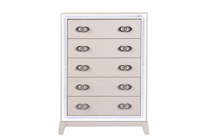 [B271-QDMCN] Santana - BDMCN (Queen) Queen, Wood, Cream With : LED Light Each - B271-QDMCN