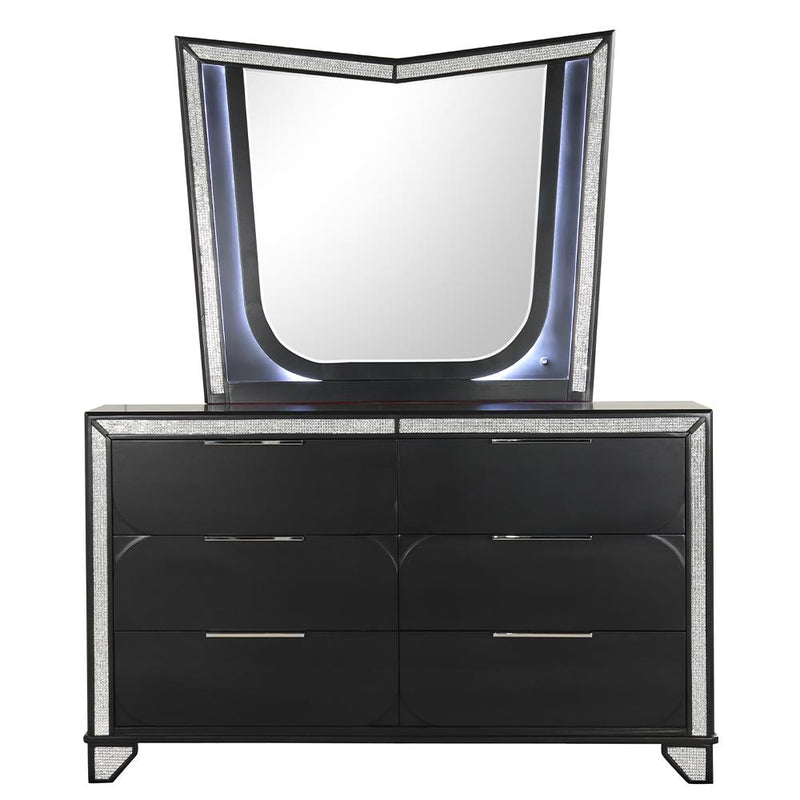 [B273-M] Diamond - Mirror (Black), Wood, Black With : LED Light Box: 1 of 1 Each - B273-M