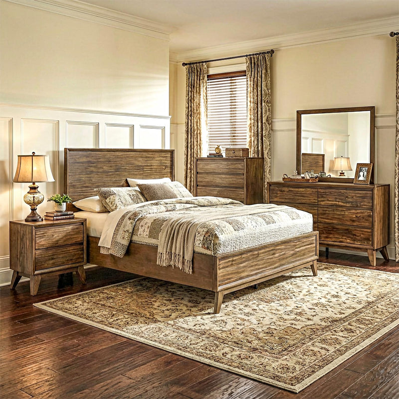[B339-QDMCN] Ellison - BDMCN (Queen) Queen, Solid Rubber Wood, Plywood, Acacia Veneer, MDF, Brown Each - B339-QDMCN