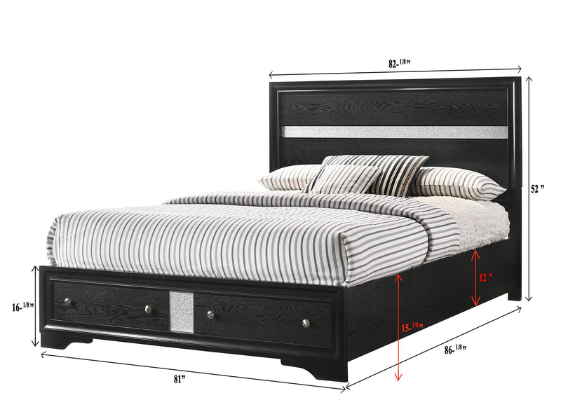 Regata Black/Silver Storage Platform Bedroom Set - Lara FurnitureBedroom Set