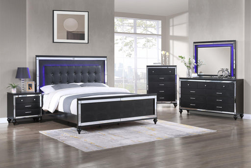 B517 - Emma Black 4 PC (King Bed, Dresser, Mirror, Nightstand) - B517-King-4PC