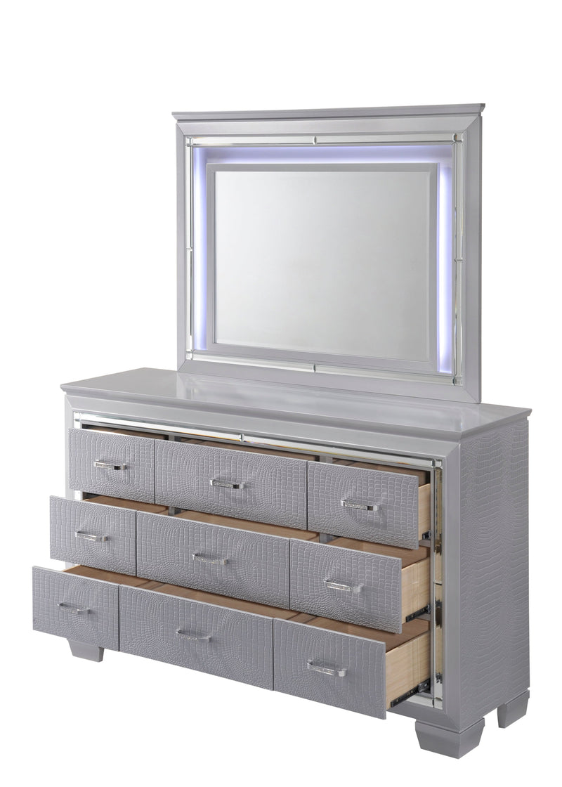 Lillian Silver LED Upholestered Bedroom Set - Lara FurnitureBedroom Set