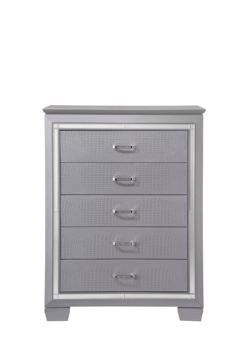 Lillian Silver LED Upholestered Bedroom Set - Lara FurnitureBedroom Set