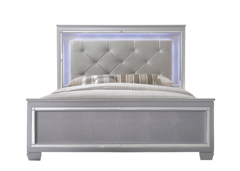 Lillian Silver LED Upholestered Bedroom Set - Lara FurnitureBedroom Set