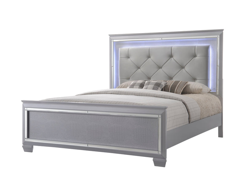 Lillian Silver LED Upholestered Bedroom Set - Lara FurnitureBedroom Set