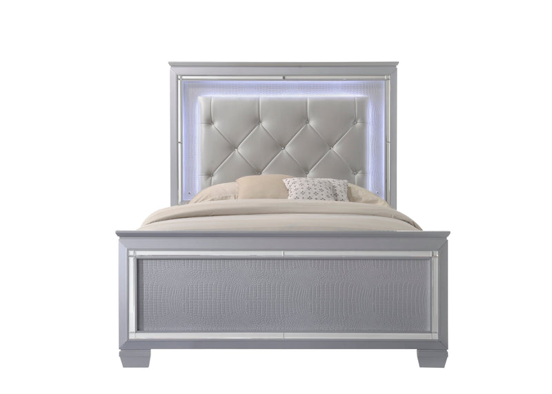 Lillian Silver LED Upholestered Bedroom Set - Lara FurnitureBedroom Set