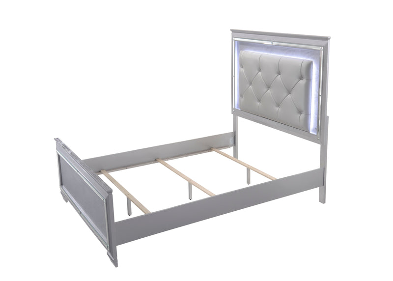 Lillian Silver LED Upholestered Bedroom Set - Lara FurnitureBedroom Set