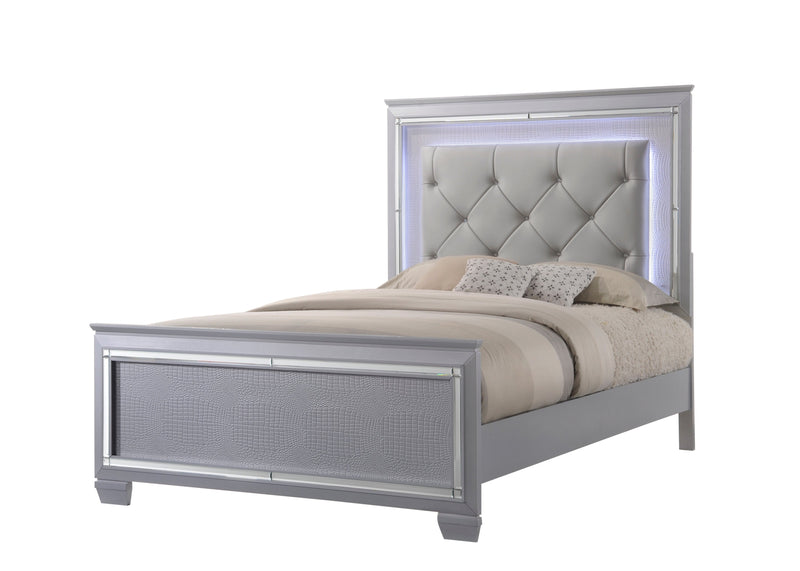 Lillian Silver LED Upholestered Bedroom Set - Lara FurnitureBedroom Set
