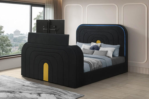 B845 - Evalyn Black King Bed W/ TV Stand & Fireplace (Black) - B845-King
