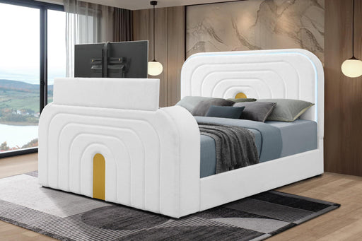 B846 - Evalyn White Queen Bed W/ TV Stand & Fireplace (White) - B846-Queen