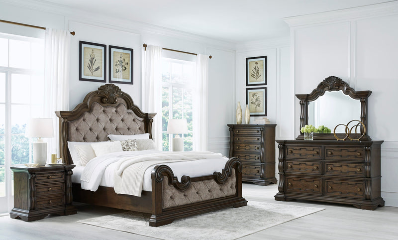 Maylee Dark Brown Upholstered Bedroom Set from Ashley - Lara Furniture