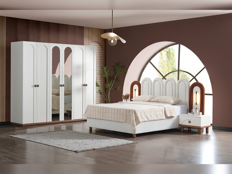 Bahama Bedroom (Queen Frame With Headboard & Dresser With Mirror & Ottoman & 2 Nightstand) - 200-ELIF-BAH-A251-QBED-SET