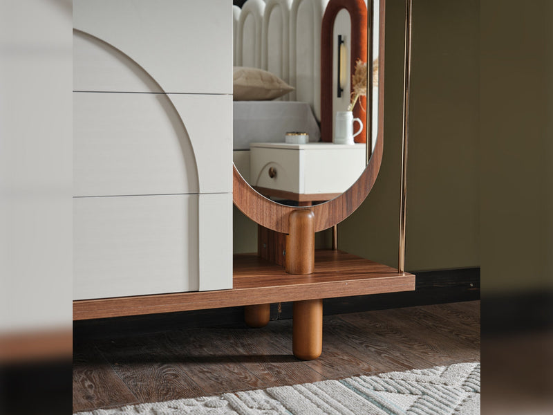 Bahama Bedroom (Queen Frame With Headboard & Dresser With Mirror & Ottoman & 2 Nightstand) - 200-ELIF-BAH-A251-QBED-SET
