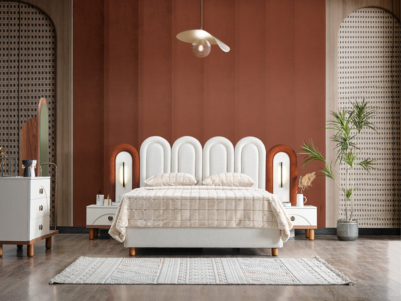 Bahama Bedroom (Queen Frame With Headboard & Dresser With Mirror & Ottoman & 2 Nightstand) - 200-ELIF-BAH-A251-QBED-SET
