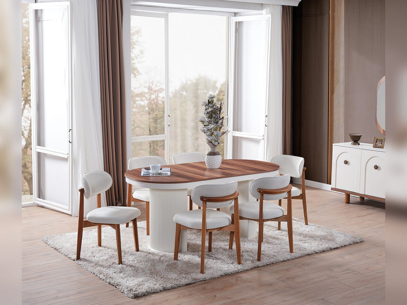 Bahama Diningroom (Consol With Mirror & Dining Table & 6 Dining Chair) - 115-BAH-DT-SET
