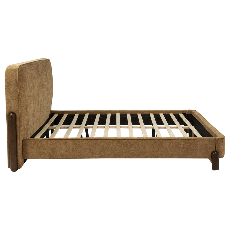 Baldacci Upholstered California King Platform Bed Curry and Walnut - 315954KW