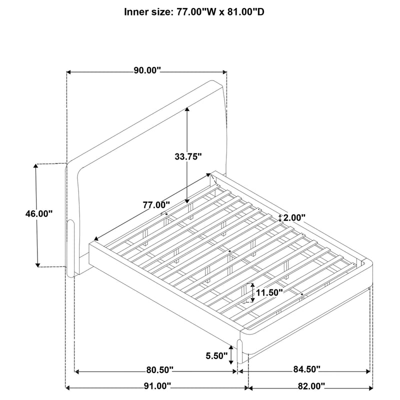 Baldacci Upholstered Eastern King Platform Bed Curry and Walnut - 315954KE