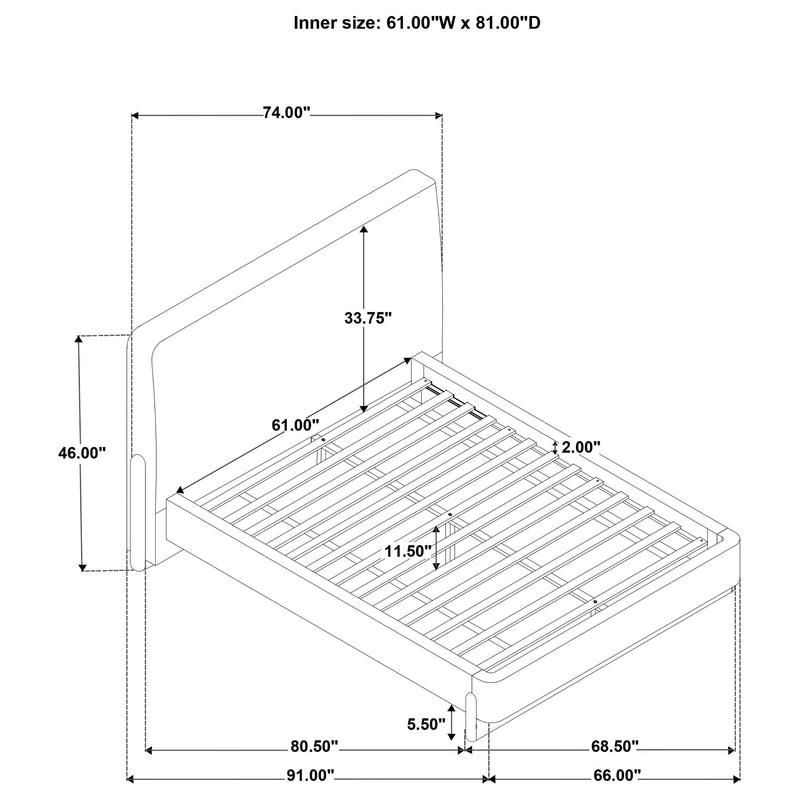 Baldacci Upholstered Queen Platform Bed Curry and Walnut - 315954Q