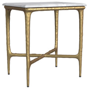 Baldwin Rectangular Marble Top Side Table White and Gold - 930091