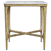 Baldwin Rectangular Marble Top Side Table White and Gold - 930091