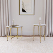 Baldwin Rectangular Marble Top Side Table White and Gold - 930091