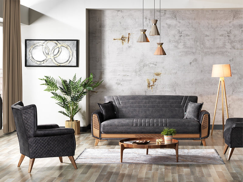 Barbaros Convertible Sofa in Anthracite - 200-ELIF-BAR-E164-3
