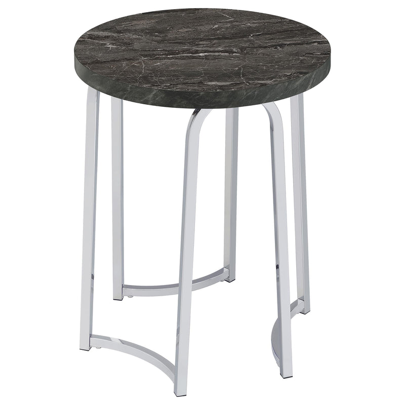 Barcelo Round Faux Marble Top Metal Side Table Grey - 930135