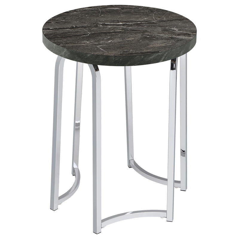 Barcelo Round Faux Marble Top Metal Side Table Grey - 930135