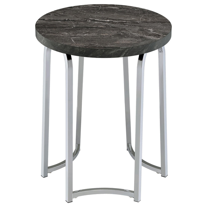 Barcelo Round Faux Marble Top Metal Side Table Grey - 930135