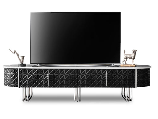 Barcelona Tv Stand Black - Silver - 130-BAR-TV-S