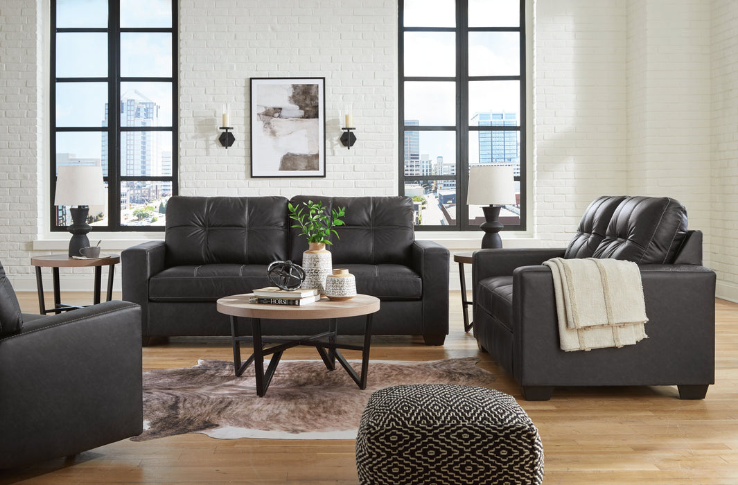 Barlin Mills Sofa, Loveseat and Recliner in Carbon - Gate FurnitureLiving Room Set