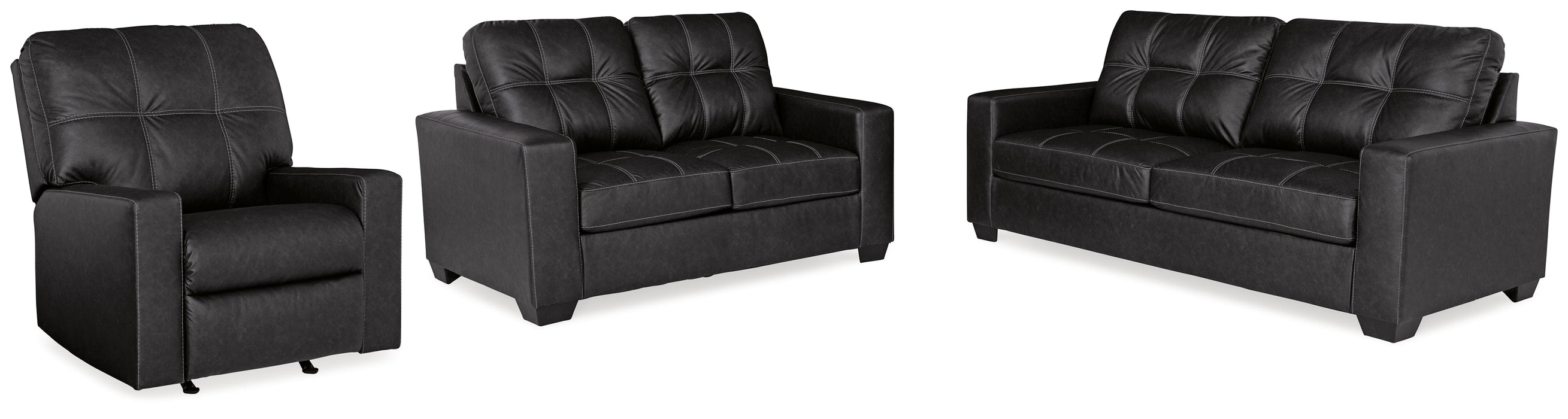 Barlin Mills Sofa, Loveseat and Recliner in Carbon - Gate FurnitureLiving Room Set