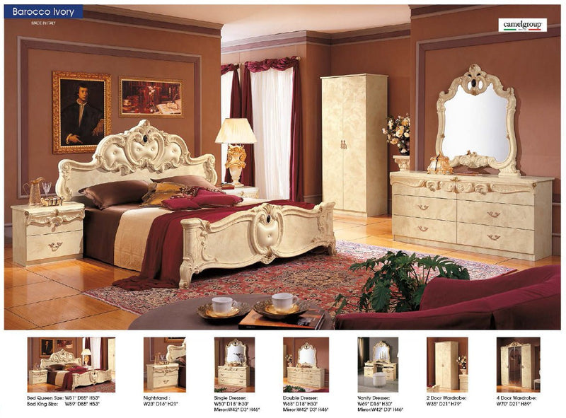 Barocco Bed Ivory, Camelgroup Italy Queen - Lara FurnitureQueen Bed