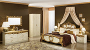 Barocco Bed Ivory W/Gold, Camelgroup Italy Queen - Lara FurnitureQueen Bed