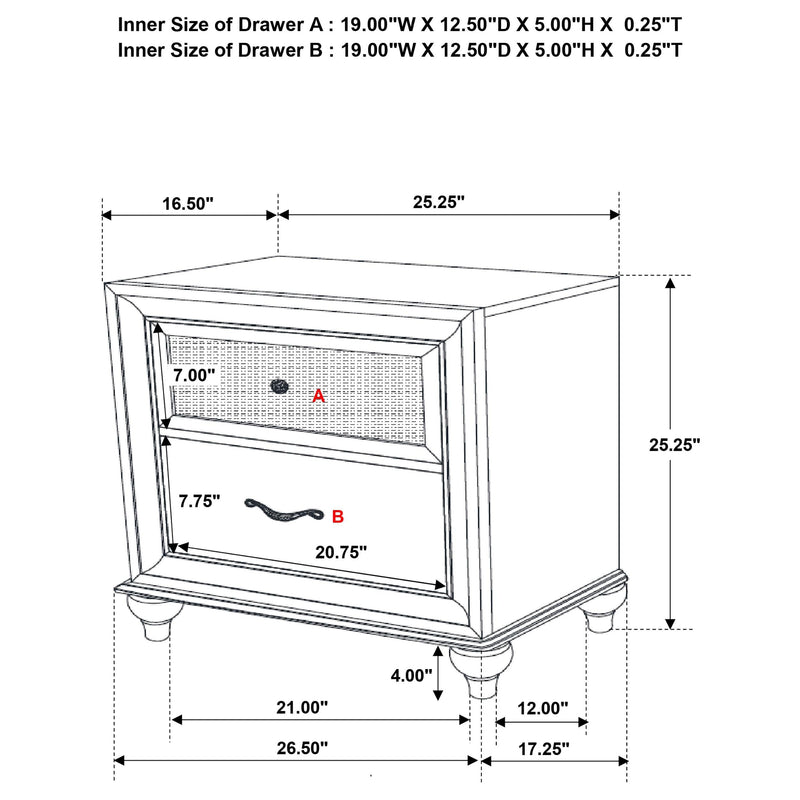 Barzini 2-drawer Nightstand White - 205892