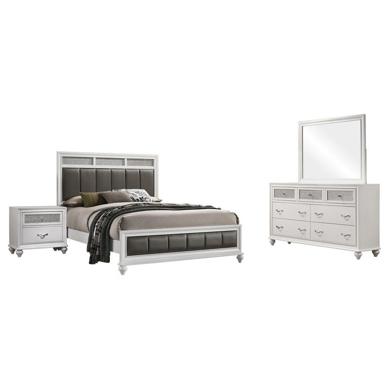 Barzini 4-piece Eastern King Bedroom Set White - 205891KE-S4