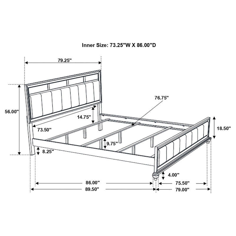 Barzini 5-piece California King Bedroom Set White - 205891KW-S5