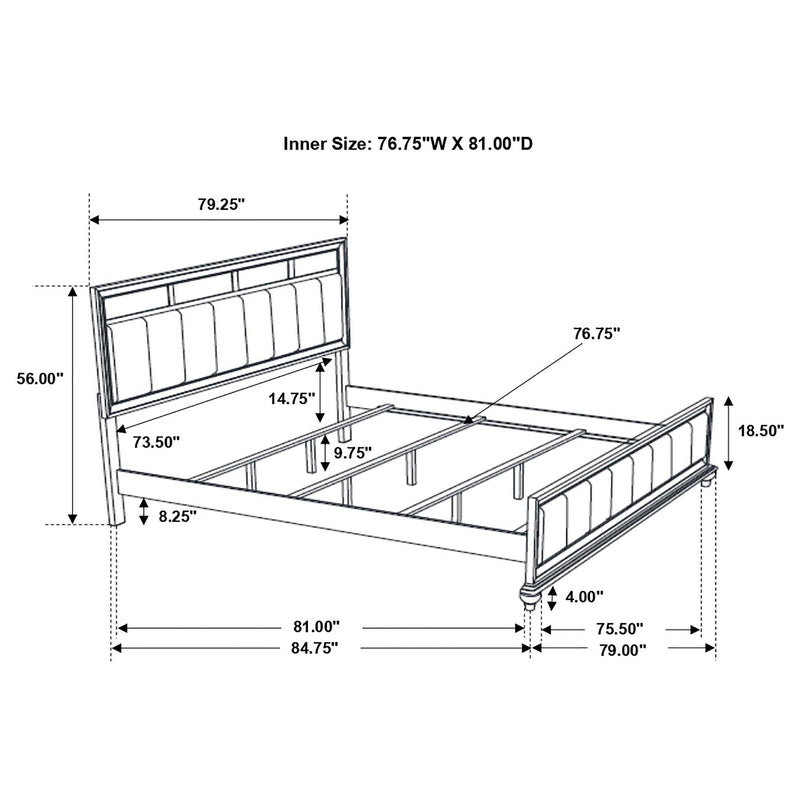 Barzini 5-piece Eastern King Bedroom Set White - 205891KE-S5