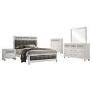 Barzini 5-piece Eastern King Bedroom Set White - 205891KE-S5